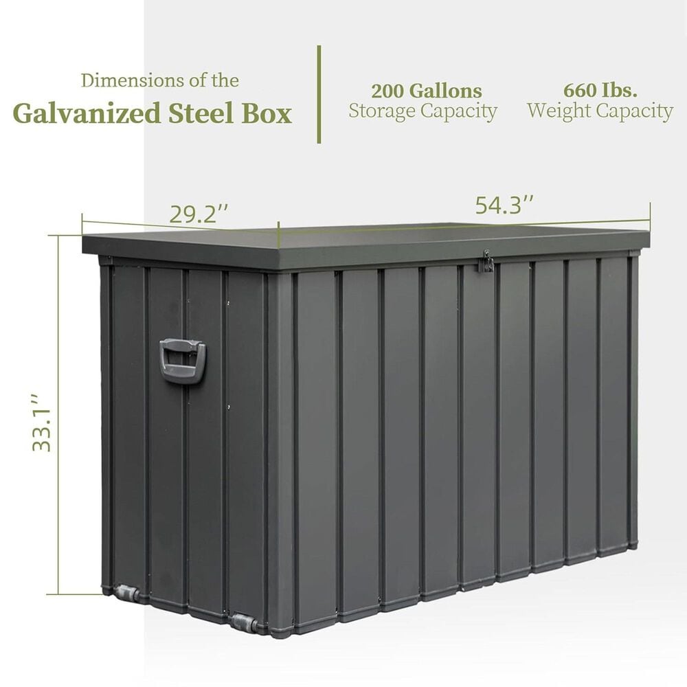 Hearth and Haven 200-Gallon Outdoor Storage Deck Box with Safe Air Rod in Dark Gray, , large