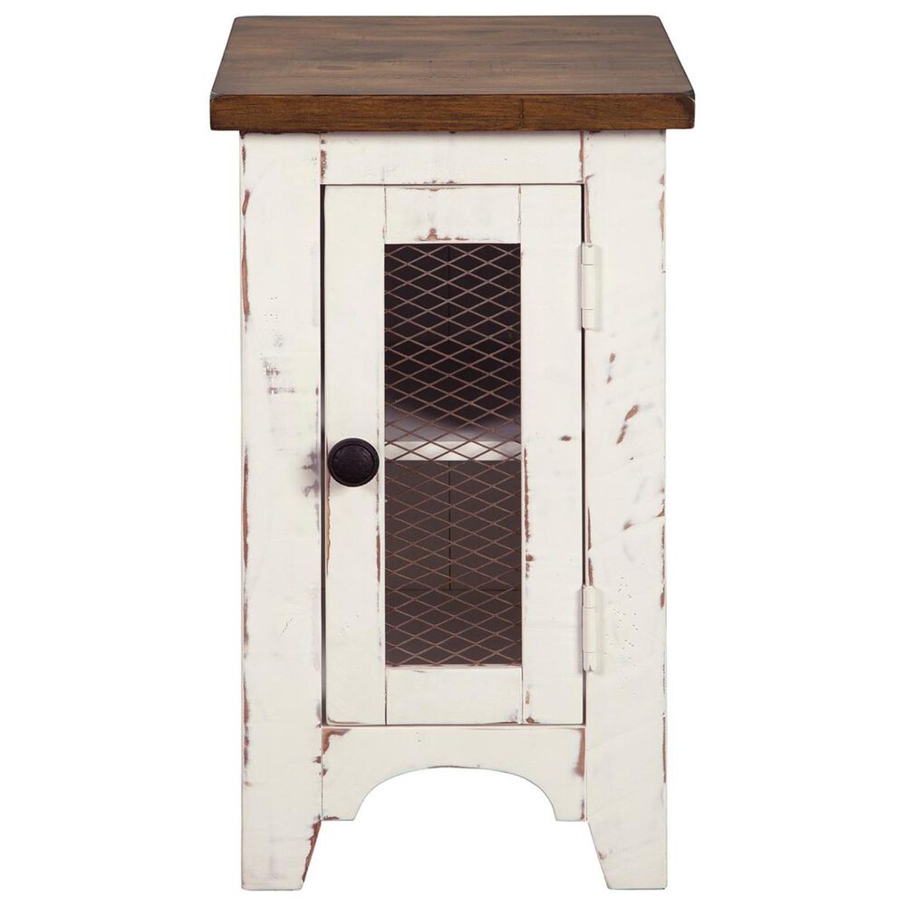 Ashley Wystfield Chairside Table in Vintage White and Warm Brown, , large