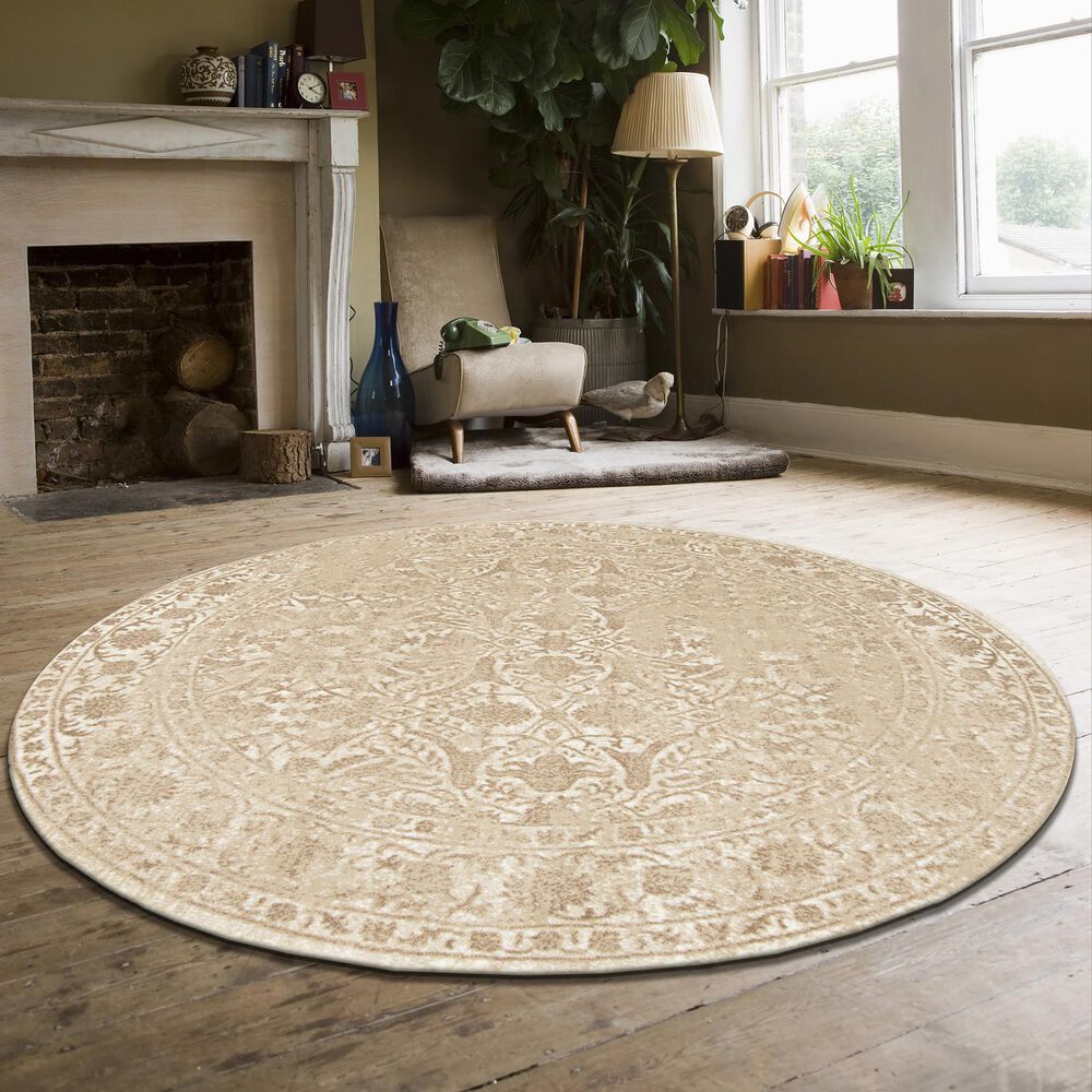 Radici USA Colosseo 3564 Bone 5'3" Round Area Rug, , large