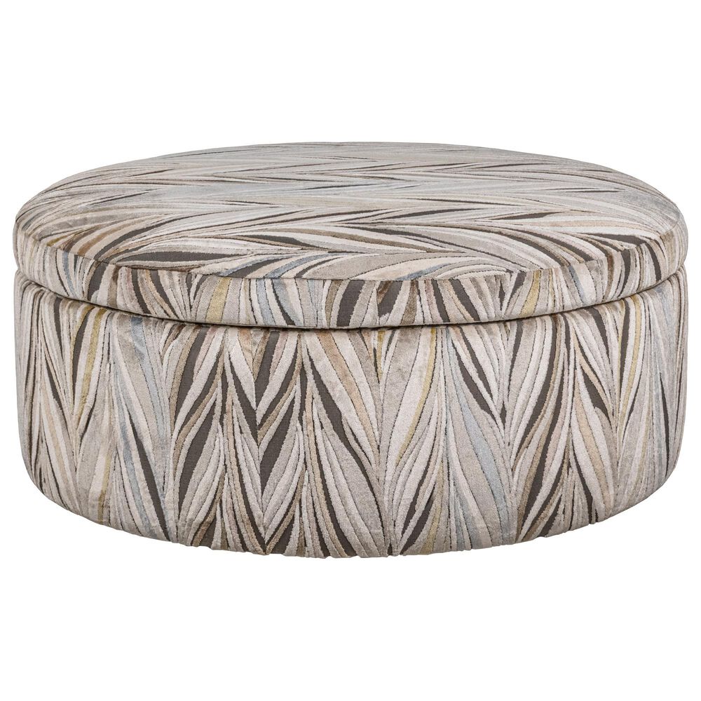 Jonathan Louis Large Round Storage Ottoman in Katalina Shell, , large