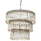 Creative Coop Laurel 3-Tier Wood Bead Chandelier with Antique White Shade, , large
