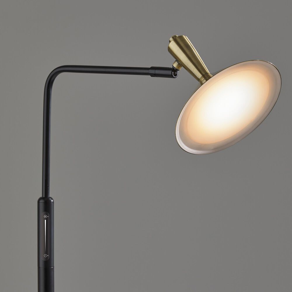 Adesso Lucas LED Floor Lamp in Black and Antique Brass, , large
