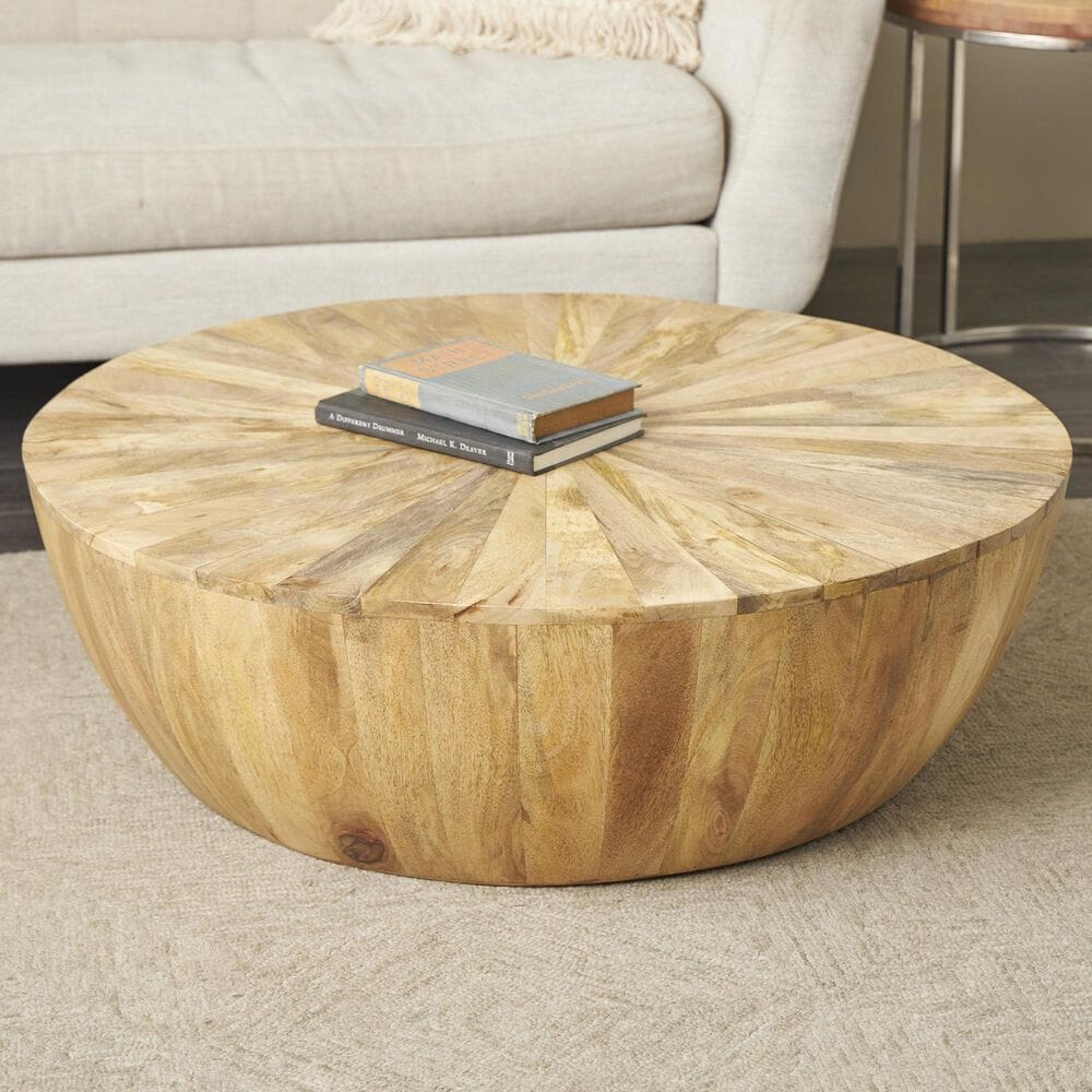 Maple and Jade Round Coffee Table in Brown, , large