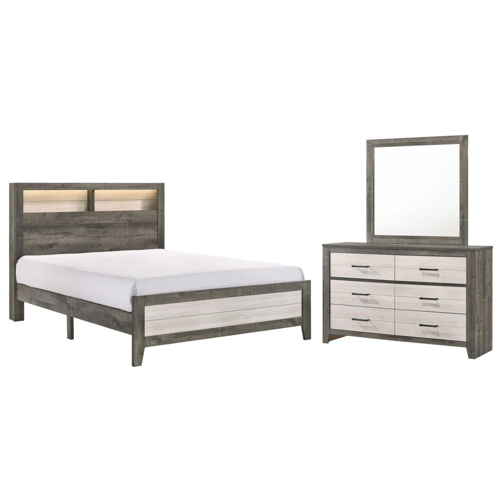 Crown Mark Rhett 3-Piece Queen Platform Bedroom Set in Gray and White, , large