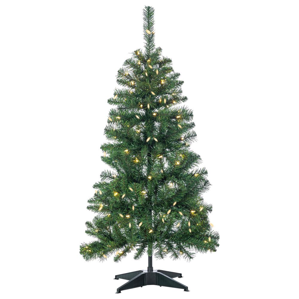 The Gerson Company 4" Pop-Up Fir Tree with Warm White LED Lights in Green, , large