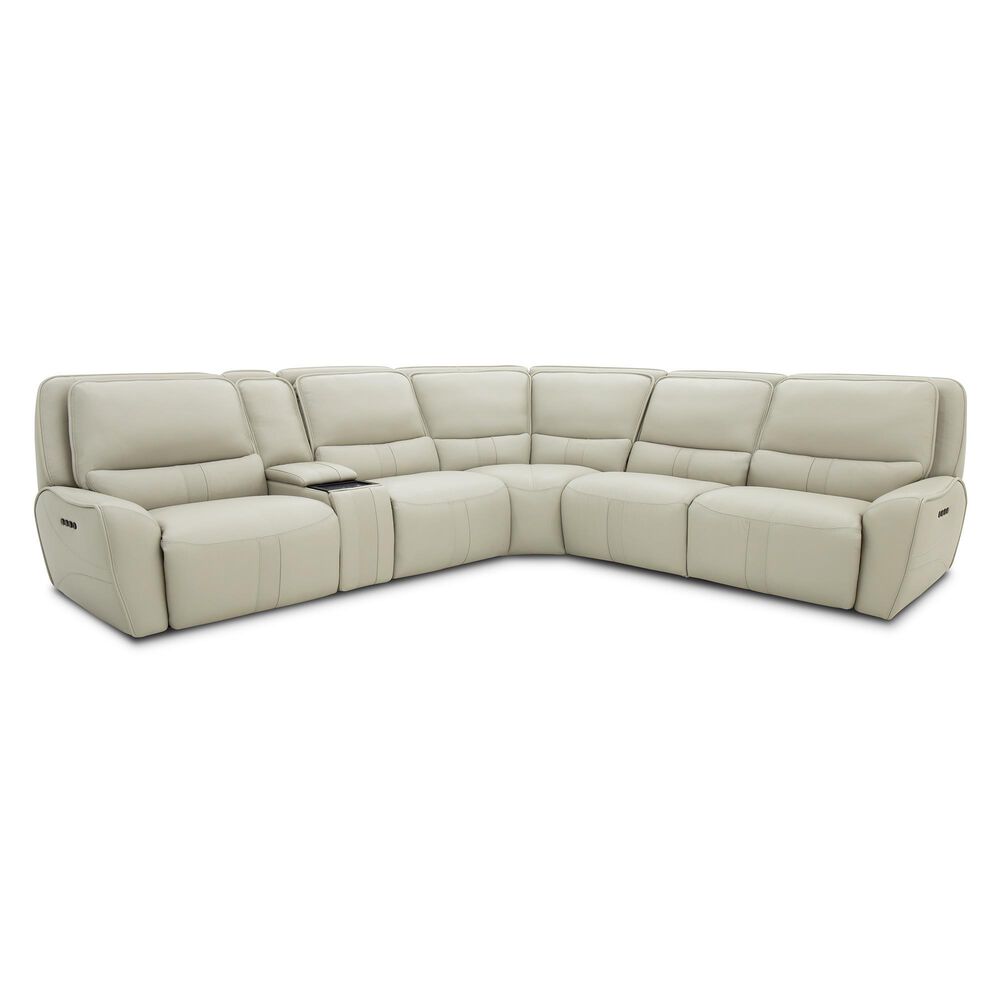 MotoMotion 6-Piece Leather Power Reclining Sectional in Silky Putty, , large