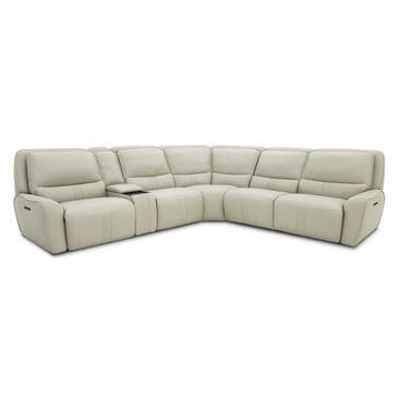 MotoMotion 6-Piece Leather Power Reclining Sectional in Silky Putty, , large