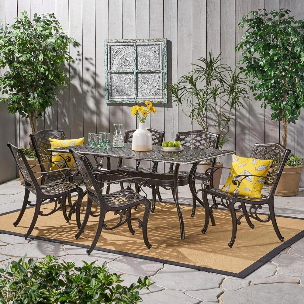 Hearth and Haven Ravenna 7-Piece Outdoor Dining Set in Bronze, , large