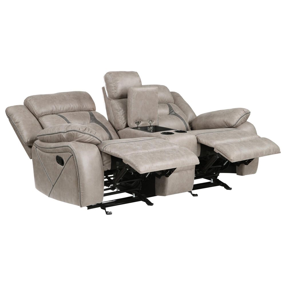 Steve Silver Tyson Manual Reclining Glider Console Loveseat in Grey, , large