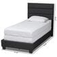 Baxton Studio Ansa Twin Panel Bed with Dark Grey Upholstered in Black, , large