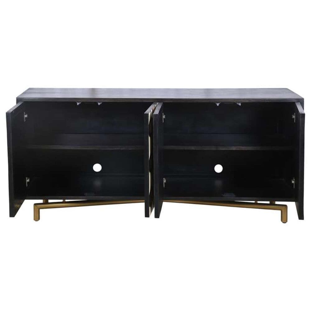 Bassett Mirror Company Paxton 4-Door Server in Ebony Mango, Ivory Bone, Natural Mango and Ant Brass, , large