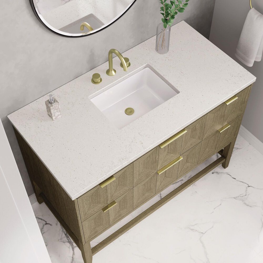 James Martin Vanities Emmeline 48&quot; Single Vanity in Pebble Oak with 3 CM Lime Delight Quartz Top, , large