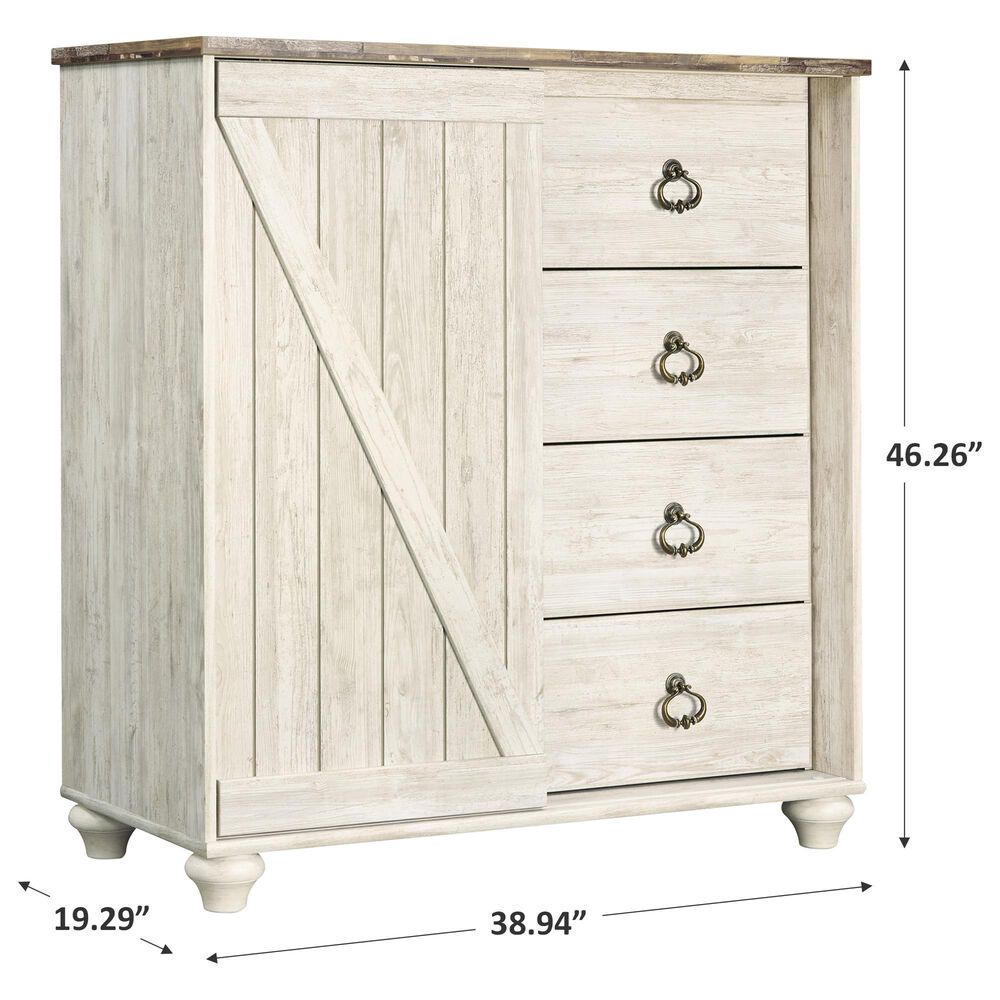 Ashley Willowton 4 Drawer Door Chest in Whitewash, , large