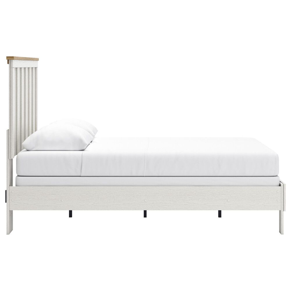 Ashley Linnocreek Queen Panel Bed in White and Warm Brown, , large