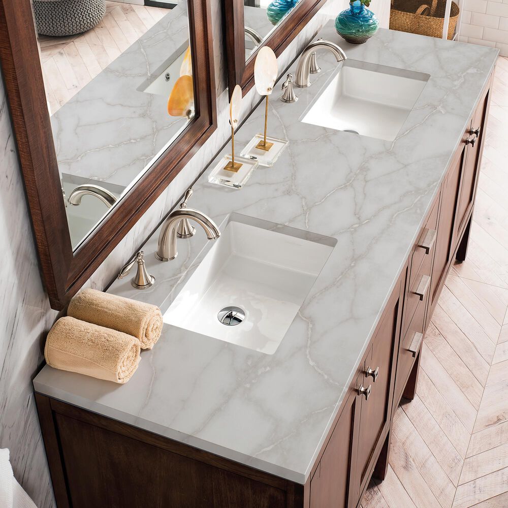 James Martin Vanities Addison 72&quot; Double Bathroom Vanity in Mid-Century Acacia with 3 cm Victorian Silver Quartz Top and Rectangular Sinks, , large