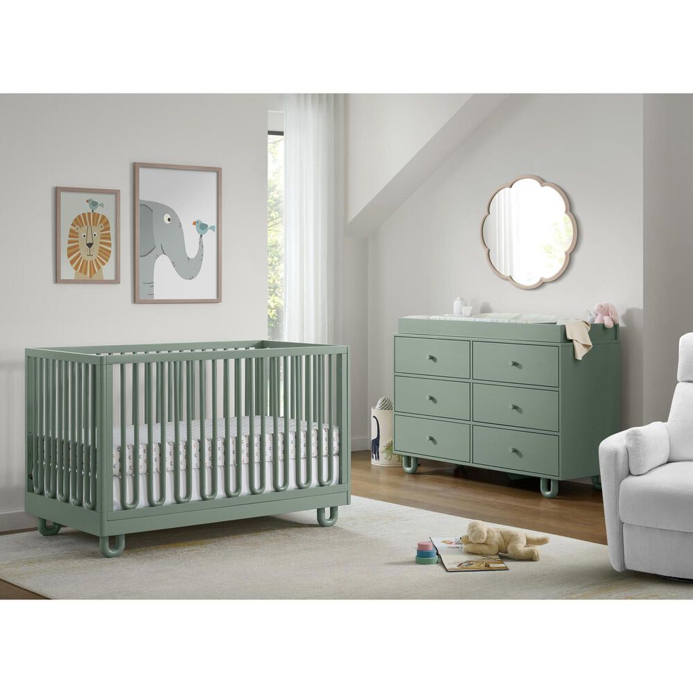 Oxford Baby Meridian 3-in-1 Convertible Crib in Olive Green, , large