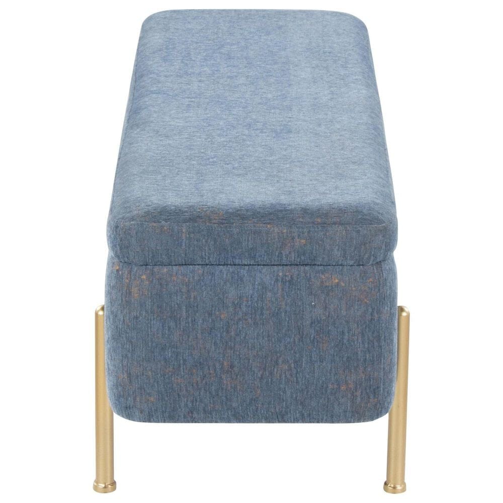 Lumisource Daniella Storage Bench with Blue Cushion in Gold, , large
