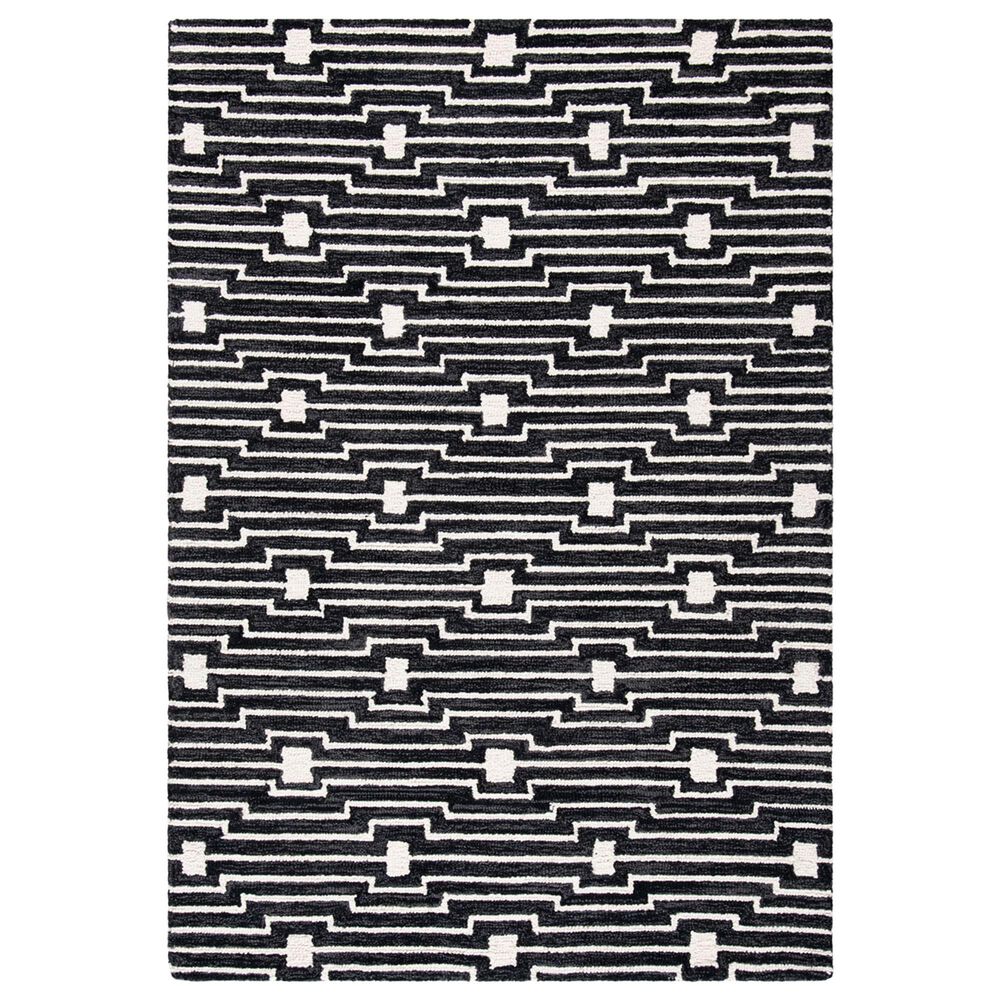 Safavieh Micro-Loop MLP166H 4" x 6" Charcoal and Ivory Area Rug, , large