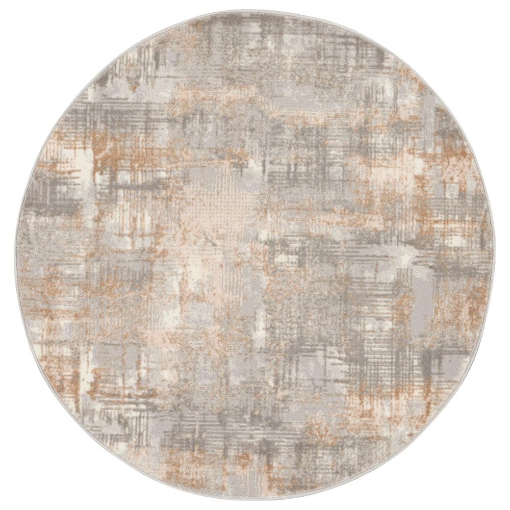 Nourison Rush CK951 4" Round Grey and Beige Area Rug, , large