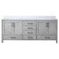 Lexora Home Jacques 80" Double Bathroom Vanity in Distressed Grey with 2 cm White Quartz Top and Rectangular Sinks, , large