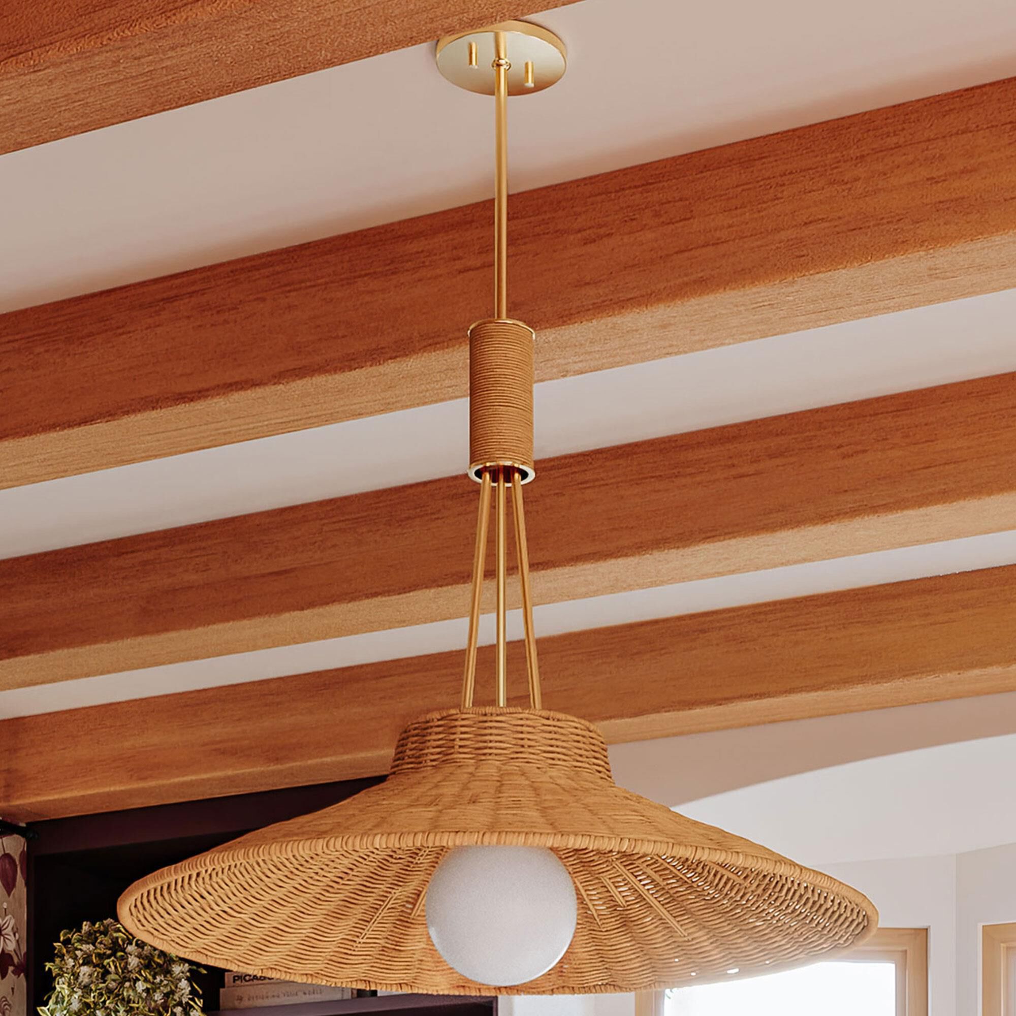 Mitzi Lighting Laudine 1-Light Pendant in Aged Brass