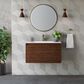 James Martin Vanities Mantova 35.4" Single Vanity in Mid-Century Walnut and Champagne Brass with 3 cm Glossy White Composite Stone Top and Rectangular Sink, , large