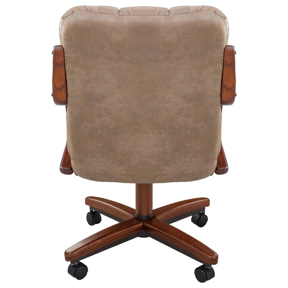 Northrow Traditional Caster Dining Chair in Walnut Finish and Palance Silk Brown Upholstery, , large