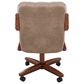 Northrow Traditional Caster Dining Chair in Walnut Finish and Palance Silk Brown Upholstery, , large