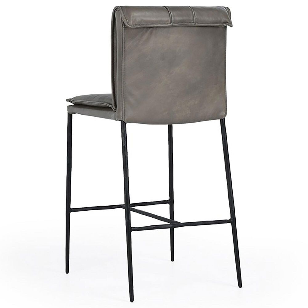 Classic Home Mayer Counter Stool with Pewter Gray Leather in Black, , large