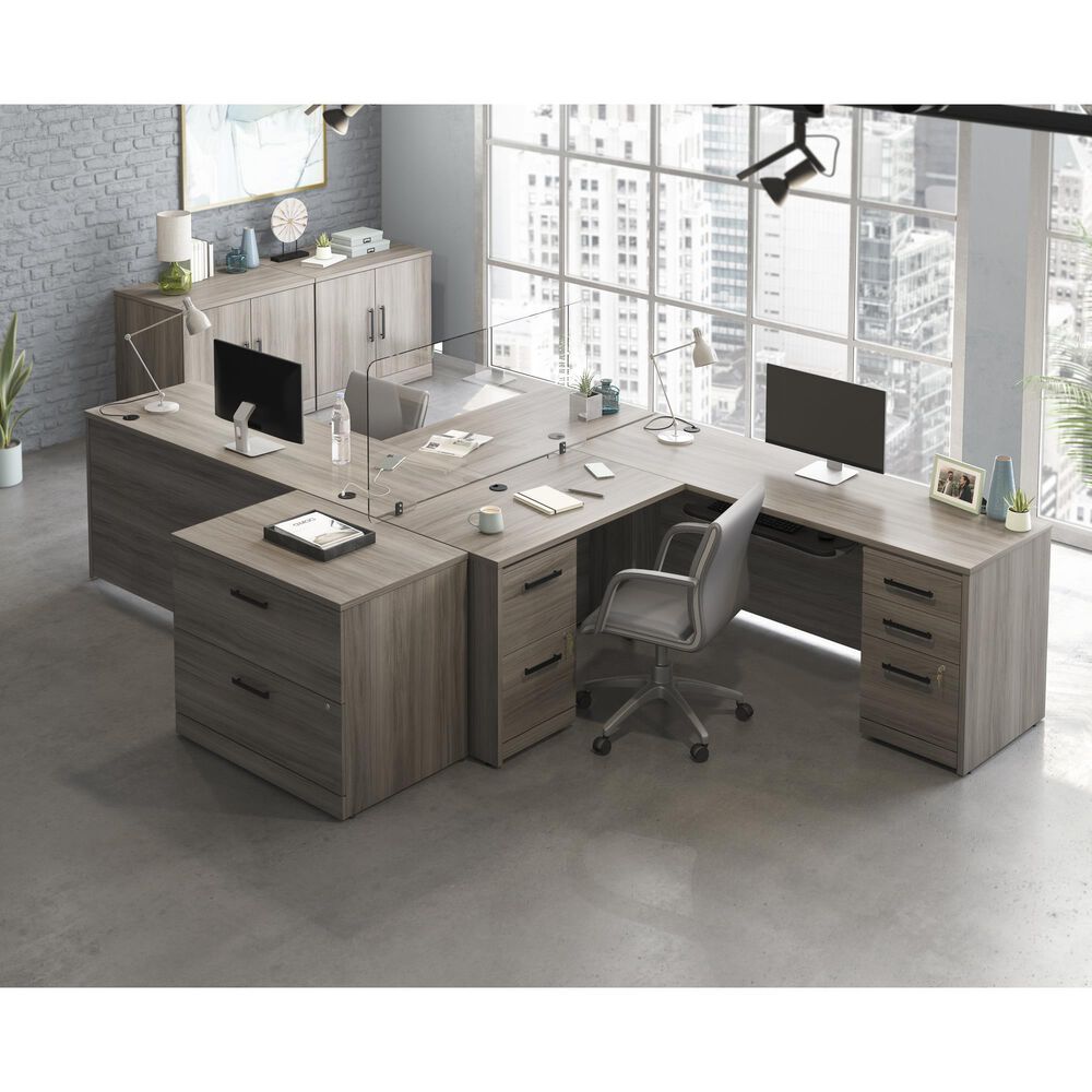 Sauder Affirm 6-Piece Commercial Office Desk Suite in Hudson Elm, , large