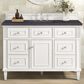 James Martin Vanities Lorelai 48" Single Vanity in Bright White with 3 cm Charcoal Soapstone Quartz Top, , large