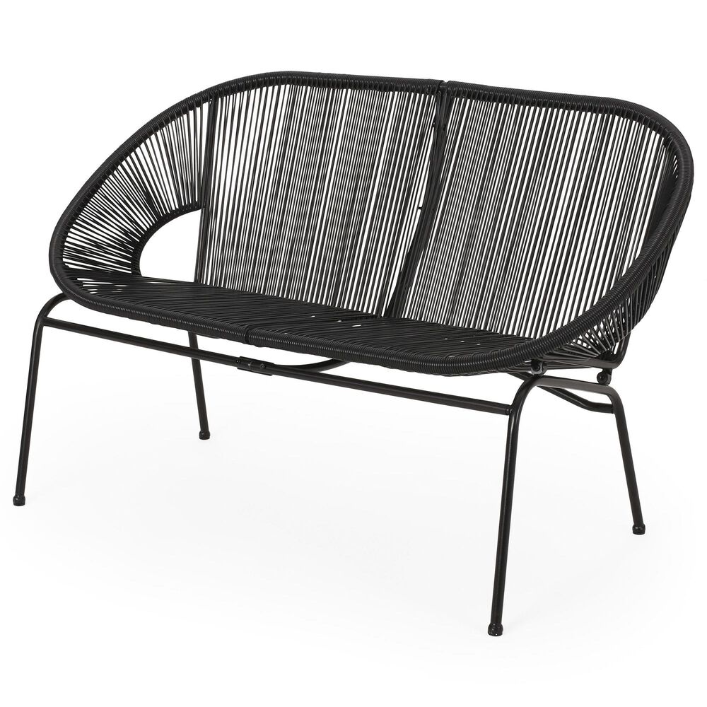 Hearth and Haven Condessa Outdoor Loveseat in Black, , large