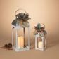 The Gerson Company 2-Piece Holiday Lantern Set with LED Candle and Floral Accent in White, , large