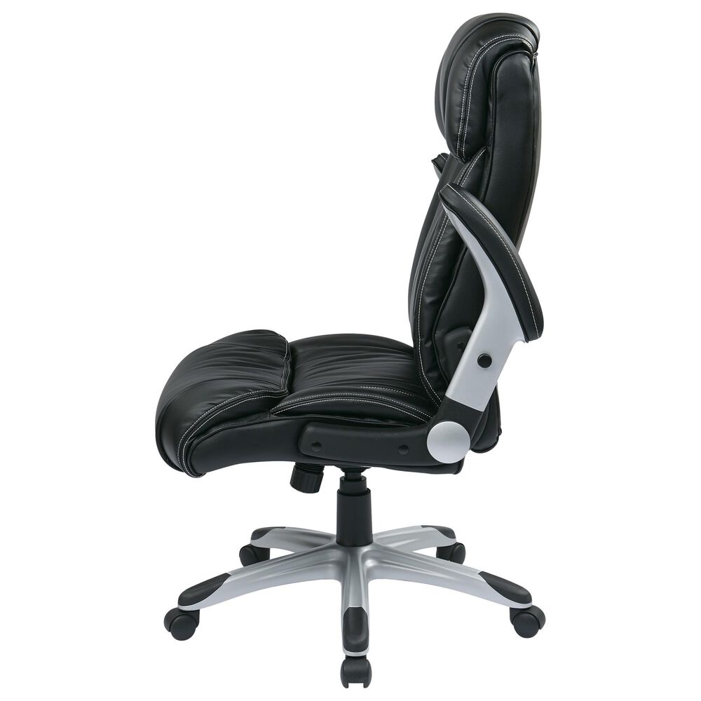 OSP Home Executive Bonded Leather Chair with Black Cushion, , large