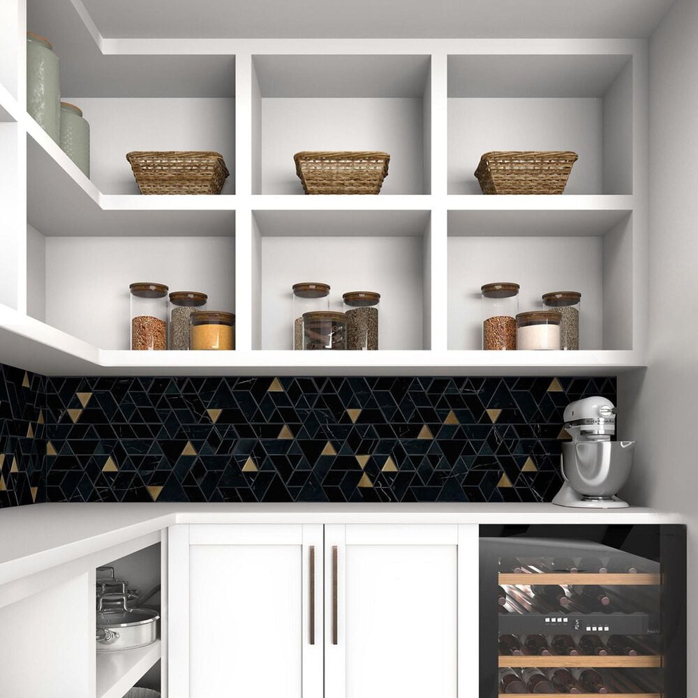 Dal-Tile Pietra Divina Nero Marquina Black Blend Spectrum Mosaic Tile, , large