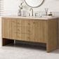 James Martin Vanities Hudson 60" Single Bathroom Vanity in Light Natural Oak with 3 cm Eternal Marfil Quartz Top and Rectangular Sink, , large