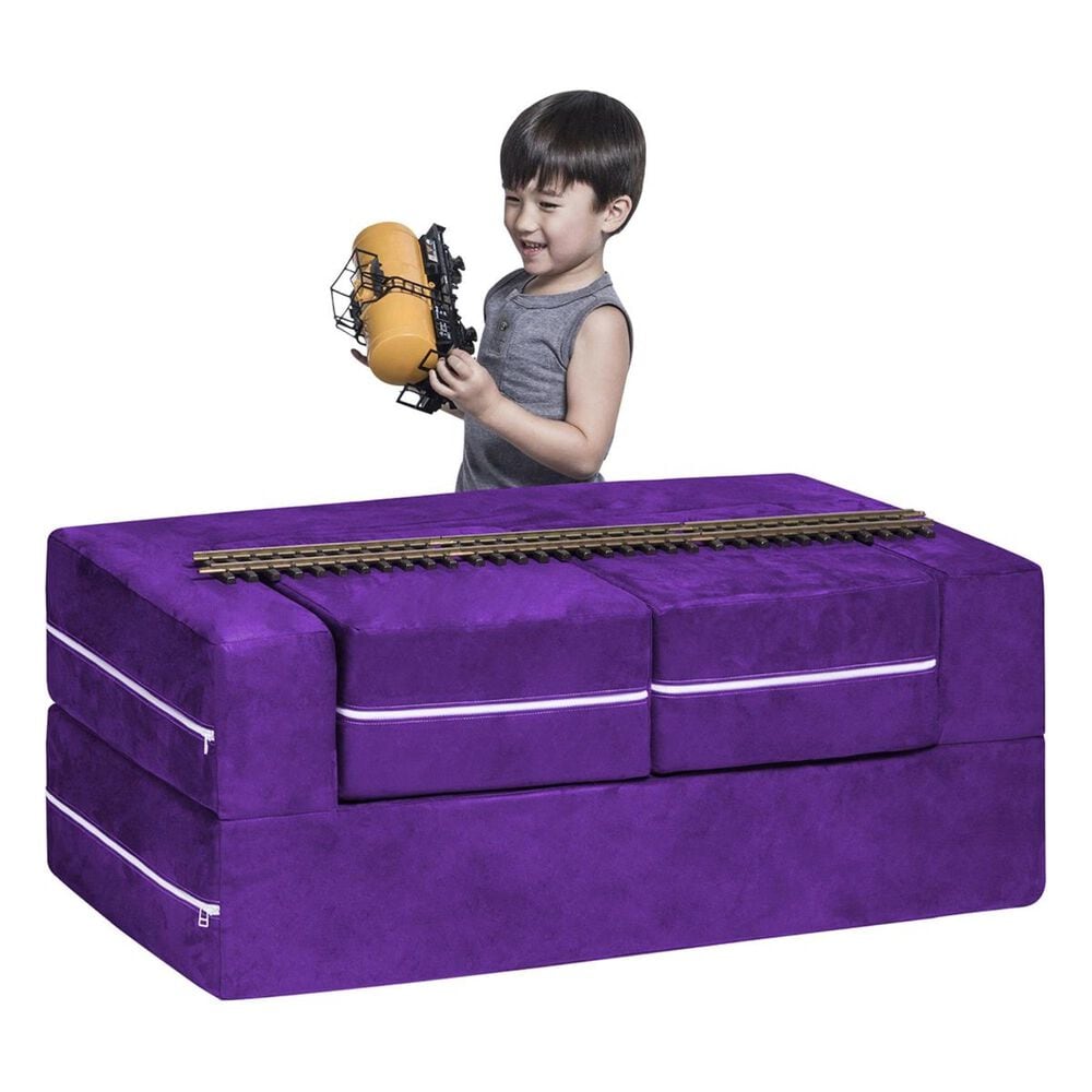 Jaxx Zipline Modular Kids Loveseat &amp; Ottomans in Grape, , large
