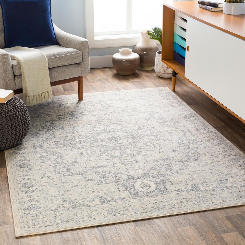 Surya Monaco MOC-2315 6&#39;9&quot; x 9&#39;9&quot; Silver Gray and Cream Area Rug, , large