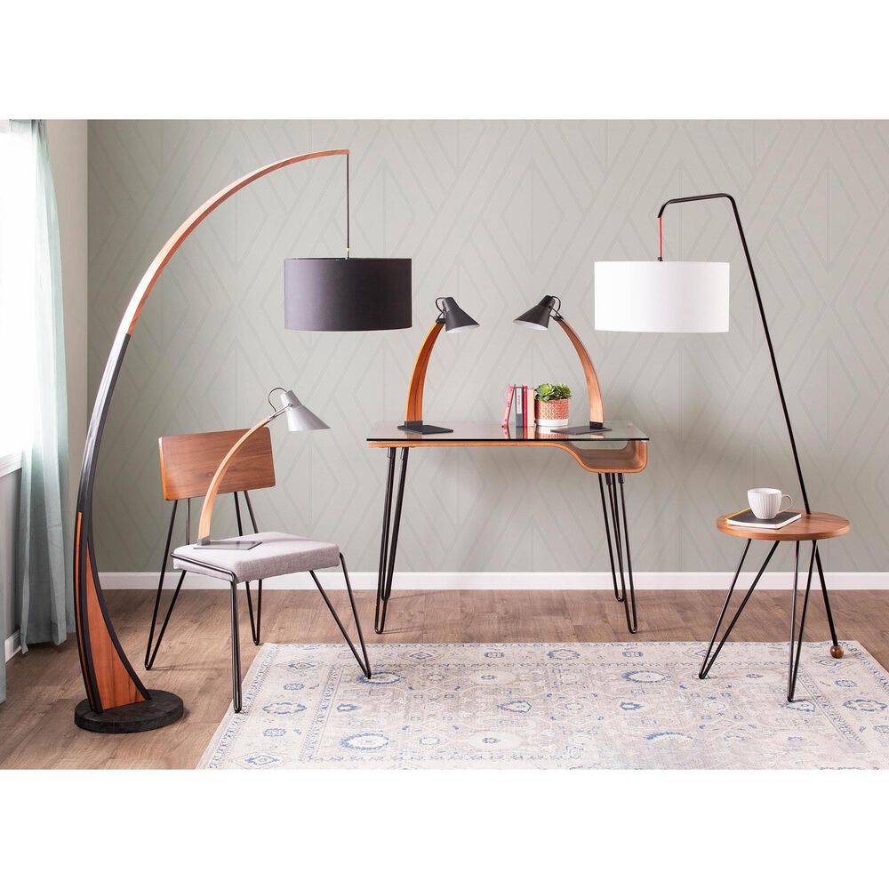 Lumisource Avery Writing Desk in Black, Walnut and Clear, , large