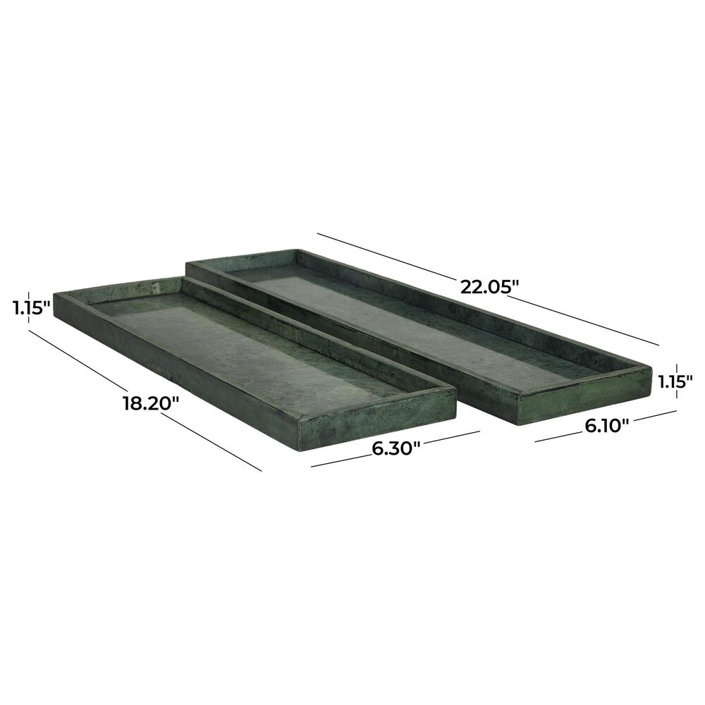 Maple and Jade 2-Piece Tray Set with Raised Border in Matte Dark Green, White and Black, , large