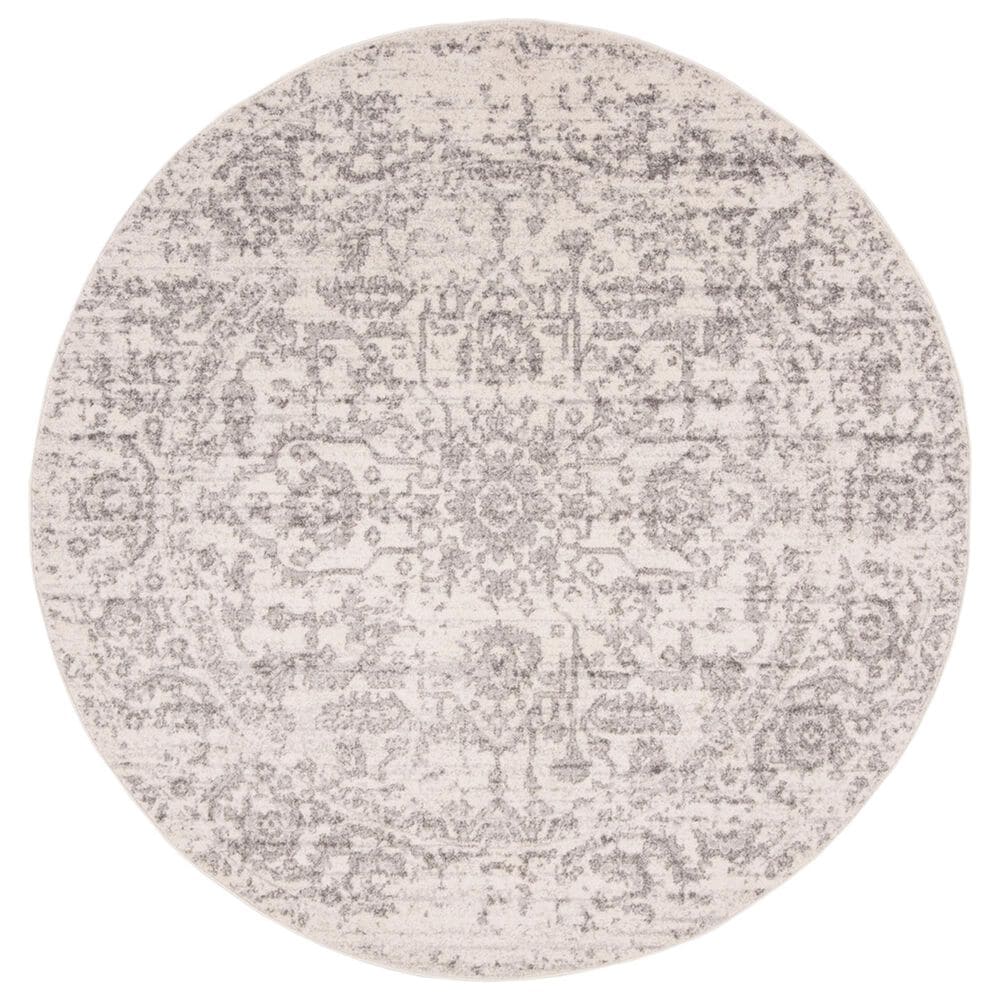 Safavieh Madison MAD603G 5" Round Silver and Ivory Area Rug, , large