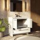 Lexora Home Lafarre 36" Single Bathroom Vanity in White with 2 cm White Quartz Top and Rectangular Sink, , large