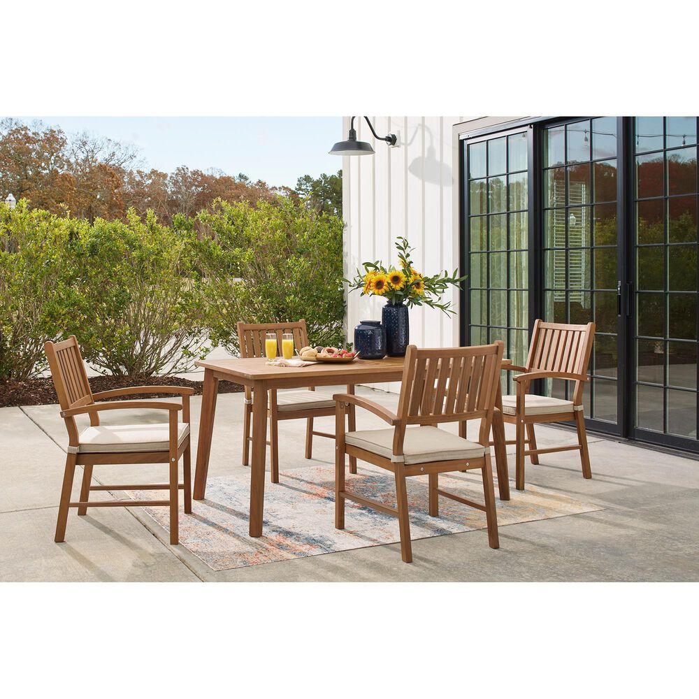 Ashley Janiyah Patio Dining Table in Light Brown, , large