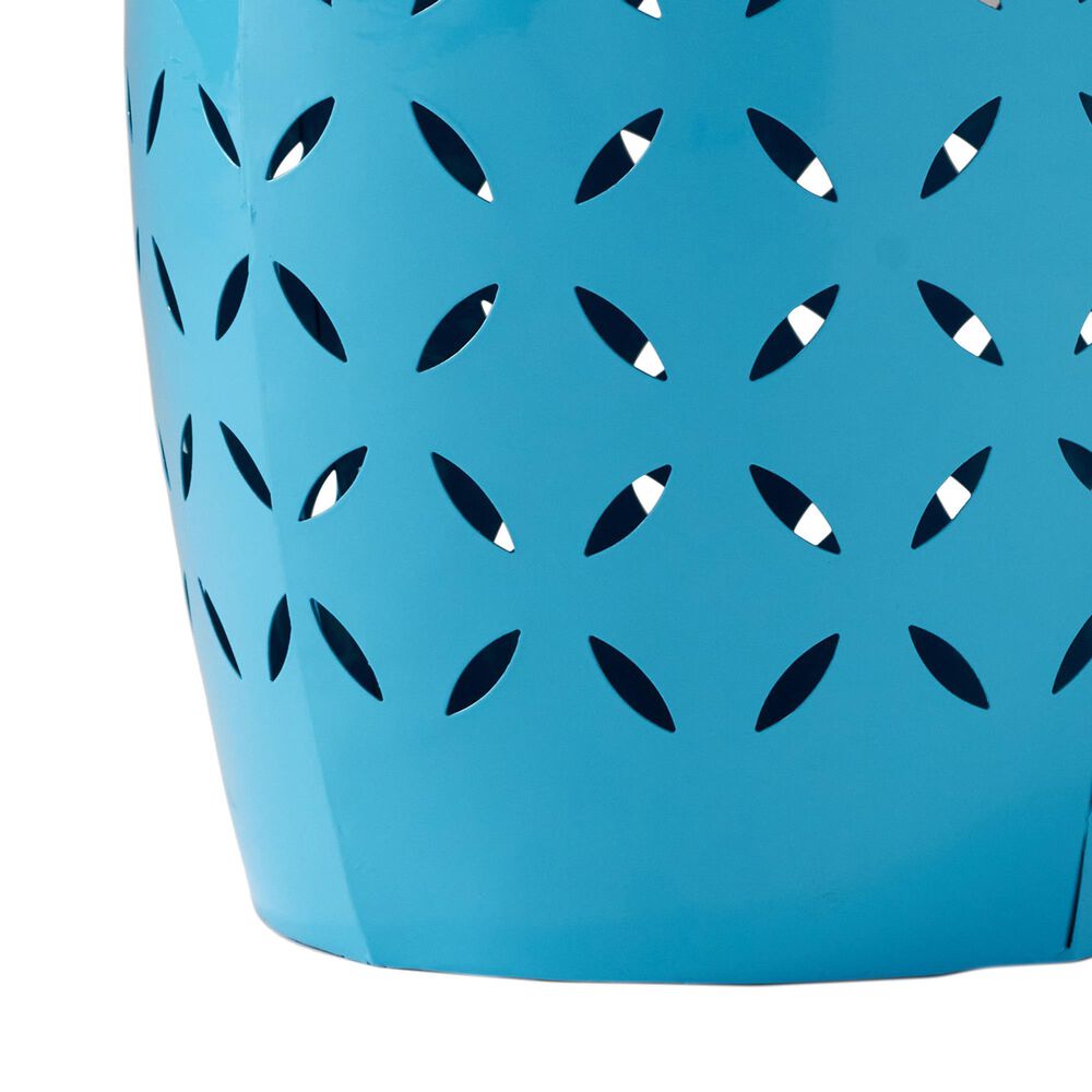 Hearth and Haven Lilac Outdoor Metal Side Table with Cylindrical Design in Blue, , large