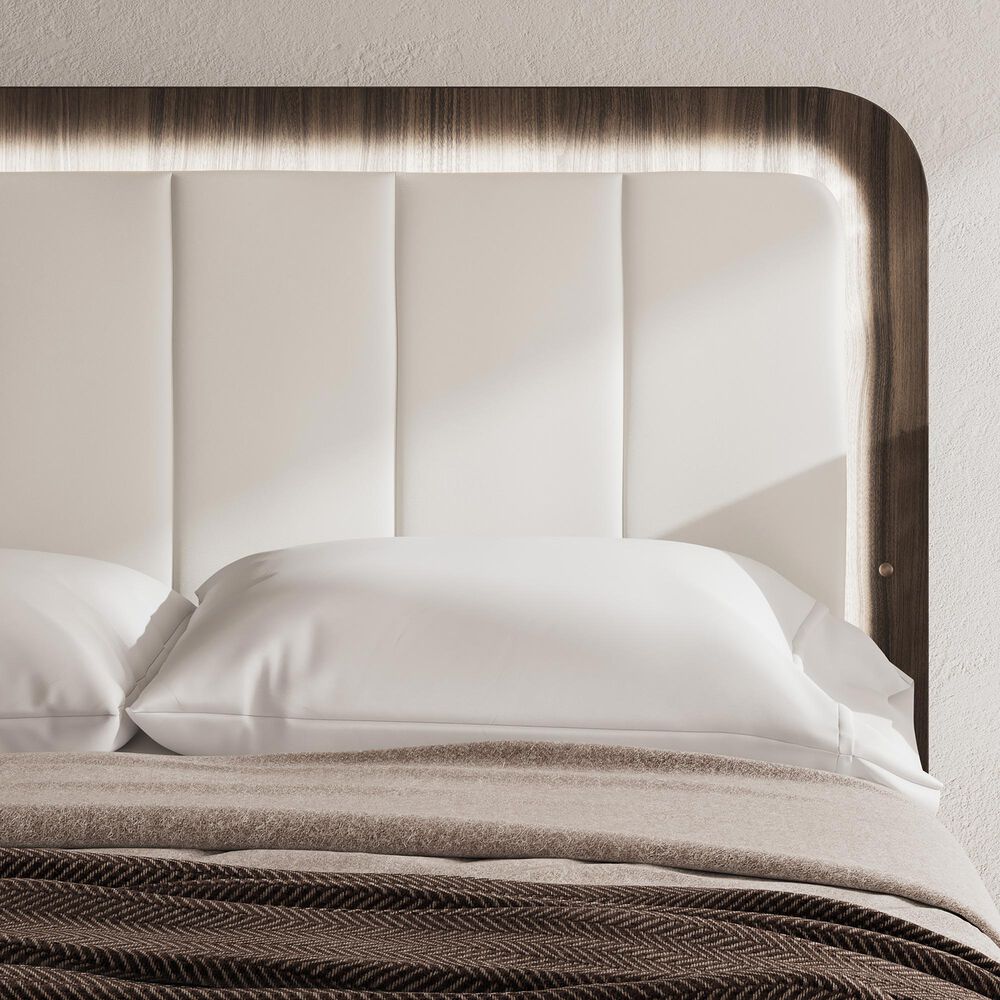 Ashley Kendanport Queen Platform Upholstered Bed in Brown and White, , large
