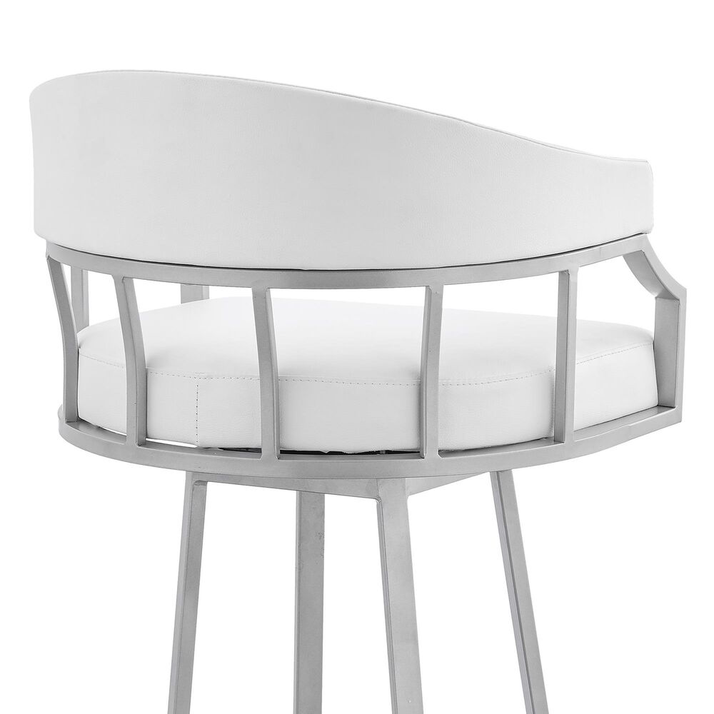 Blue River Valerie 30&quot; Swivel Barstool with White Cushion in Silver, , large