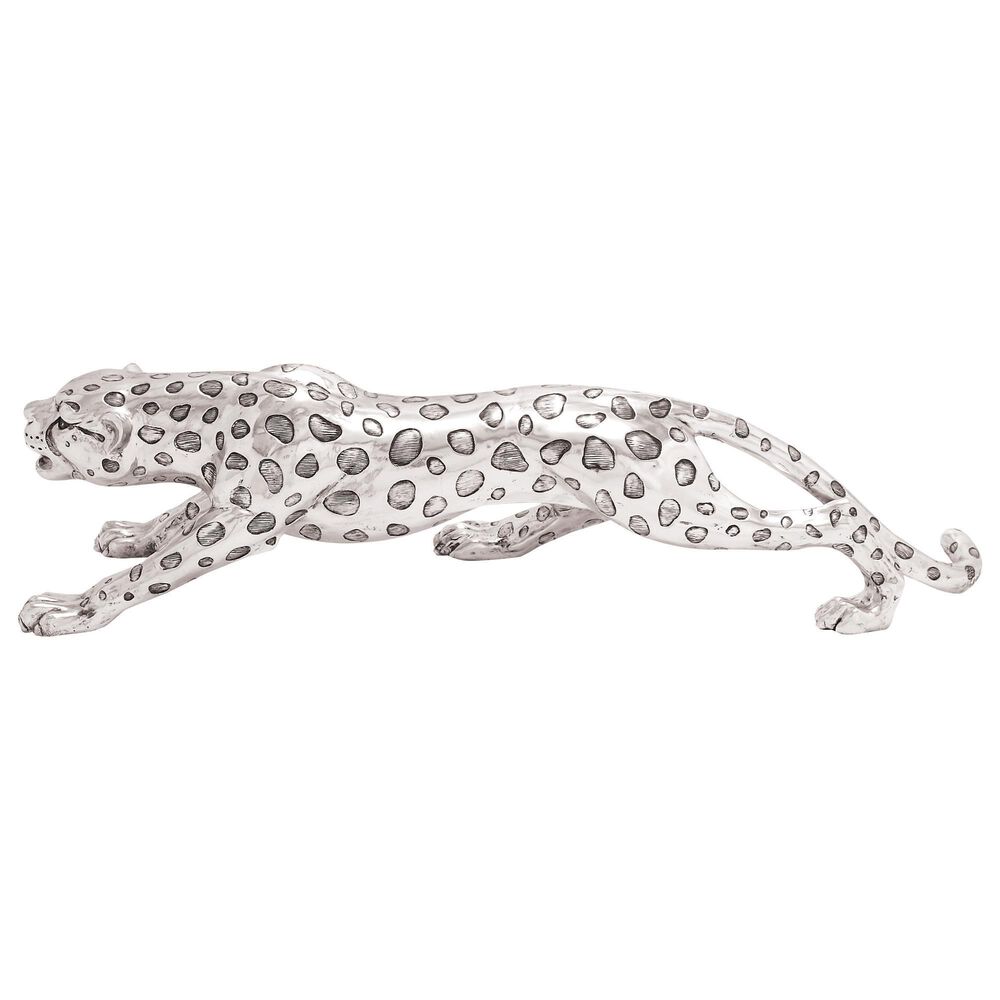 Maple and Jade Leopard Decorative Sculpture in Satin Silver, , large