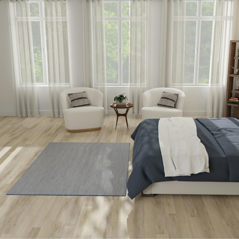 Nourison Courtyard Ivory and Blue 4&#39; x 6&#39; Indoor/Outdoor Area Rug, , large