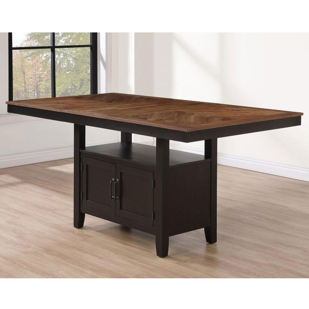 Steve Silver Co. Bermuda Storage Counter Height Table in Black and Dark Acacia - Table Only, , large