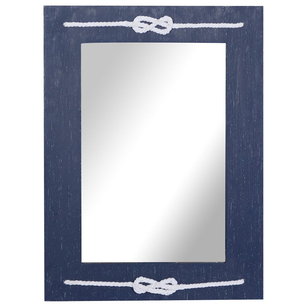 Maple and Jade 23" x 31" Wall Mirror in Matte Blue and White, , large
